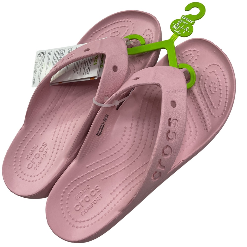 Crocs Baya Platform Sz 6 Flip Pink Women Sandals 208395-606